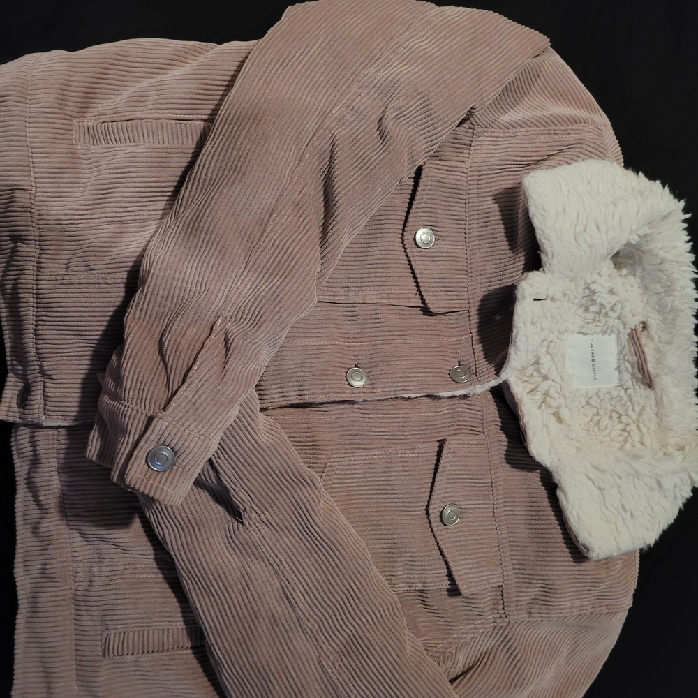 Thread & Supply Blush Corduroy Jacket with Cream Sherpa Collar